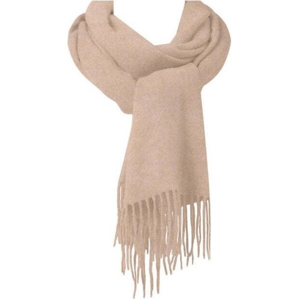 Auskin Alpaca Wool Scarf Stylish Neck Warmer Wrap w/ Fringe 40x190cm Beige