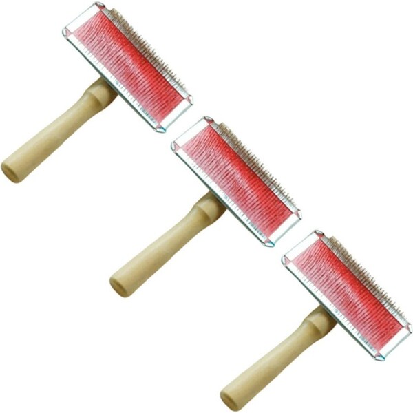 3x Auskin Sheepskin Home Portable Multi Purpose Long Wool Metallic Brush Red