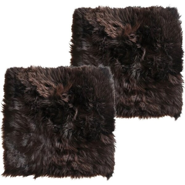 2x Auskin The Gulgong Sheepskin Cushion Cover Sqr Pillowcase 50cm Chocolate