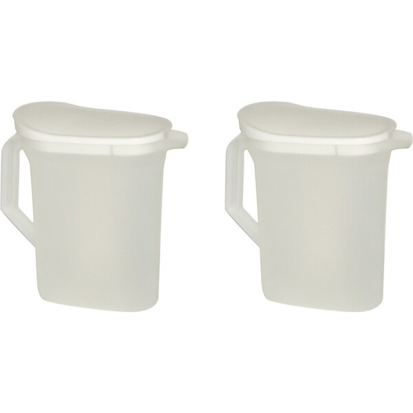 2x Homeleisure Plastic 2.5L Jug Flip Top Container Kitchen/Pantry Clear/White
