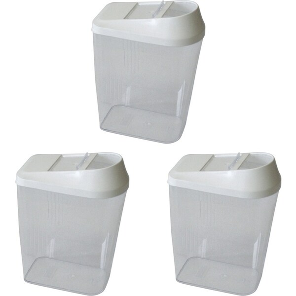 3x Homeleisure Store & Pour Plastic 1.5L Container Kitchen/Pantry Clear/White