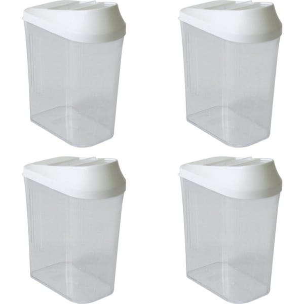 4x Homeleisure Store & Pour Plastic 750ml Container Kitchen/Pantry Clear/White