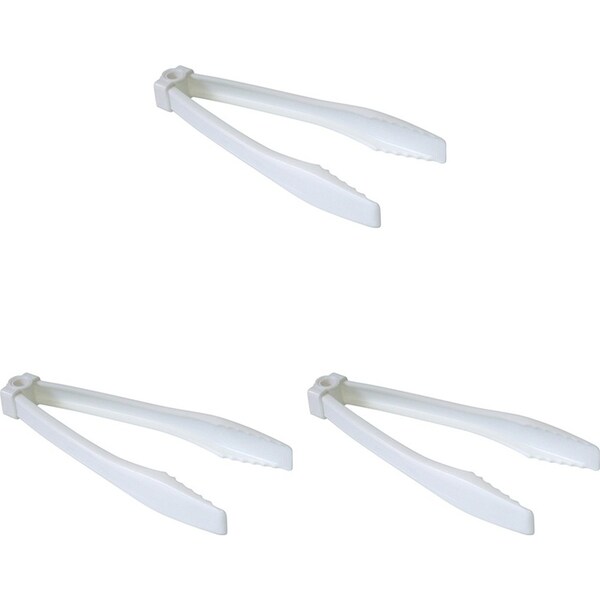 3x Homeleisure Plastic Kitchen Tongs Cooking/Frying Utensil Non-Stick White