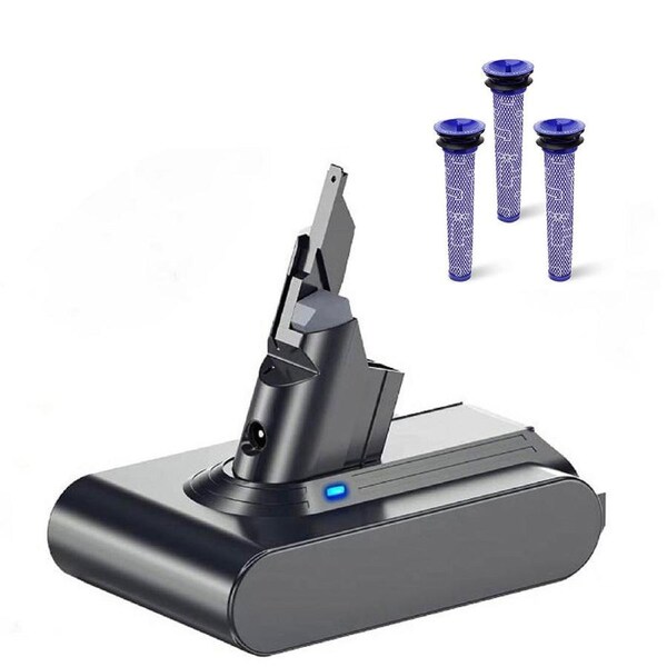 Replacement Battery and 3x Washable Pre Filter for Dyson V7 SV11 225403 229687 Animal Absolute Handheld Cordless Vacuum 968670-03 968670-02