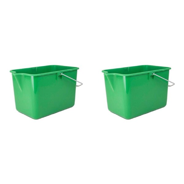 2x Home Leisure Mop Bucket W/Lip 9L BP Green Colour Kitchen Cooking Home Decor
