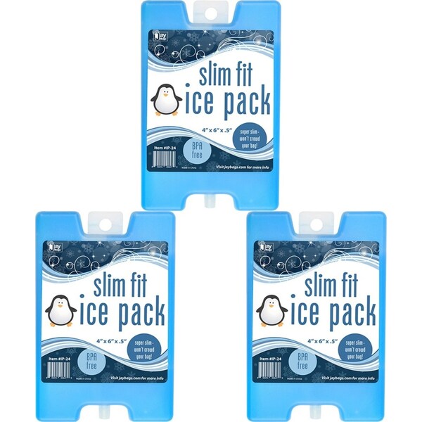3x Jay Bags Slim Fit Plastic Ice Pack Food Cooling/Cooler Reusable 4x6'' Small