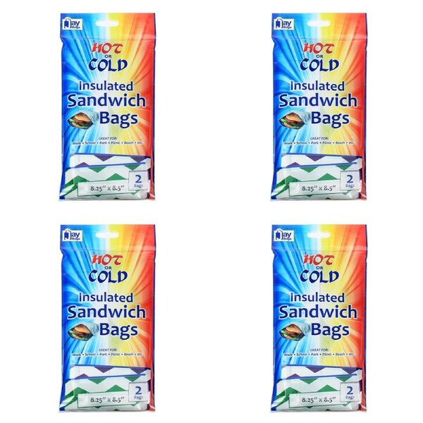 8pc Jay Bags Hot & Cold Magic Insulated Sandwich Bags Zip Lock 8.25x8.5''