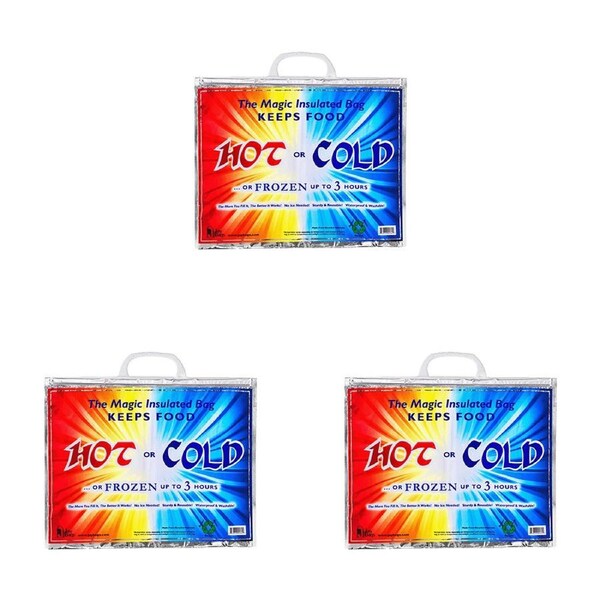 3x Jay Bags Hot & Cold Magic Insulated Food Bag/Pouch w/ Handle Reusable Small