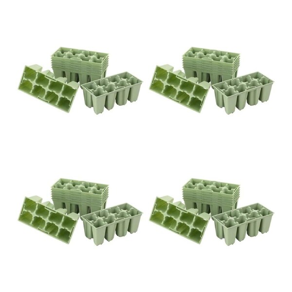 32pc Homeleisure GYO 8-Cell Plastic Seedlings Tray Planting Propagation Sage