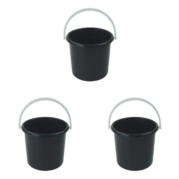 3x Home Leisure Pail W/Handle 3L Charcoal Laundry Cleaning Home Organisation