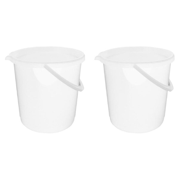 2x Home Leisure Bucket W/Lid 11L White Laundry Cleaning Home Organisation