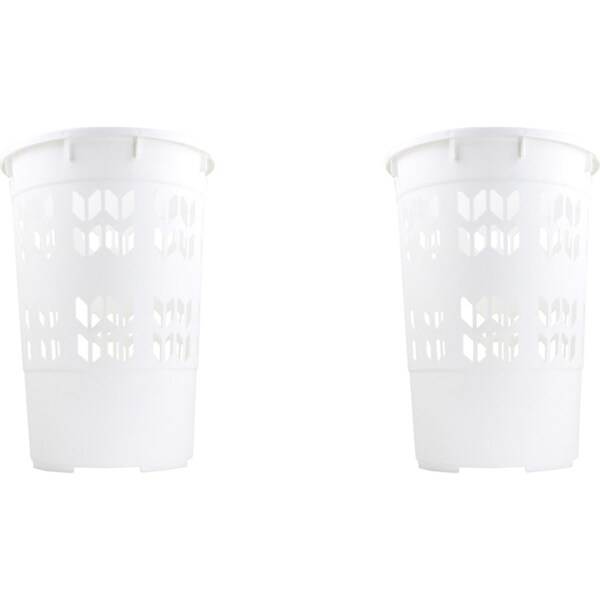 2x Home Leisure Hamper Space Saver White Laundry Cleaning Home Organisation