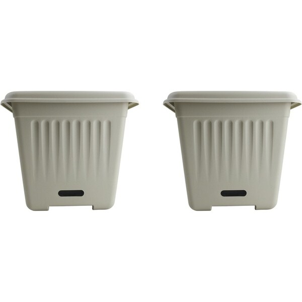 2x Homeleisure WaterSaver Traditional Square Planter Flower/Plant Pot 28cm Stone