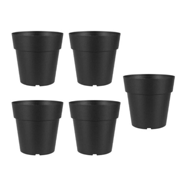 5x Homeleisure Reko Plastic Plant Pot Garden Flower Planter Round 125mm Charcoal