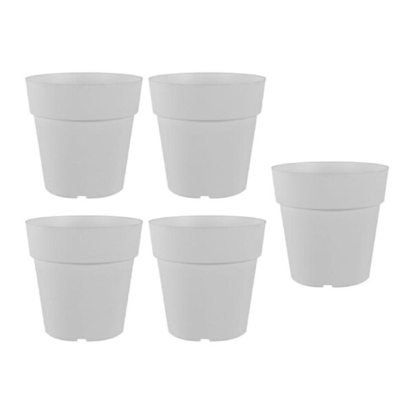 5x Homeleisure Reko Plastic Plant Pot Garden Flower Planter Round 125mm White