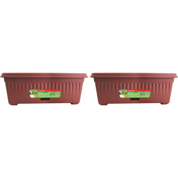 2x Homeleisure WaterSaver Traditional Rect Planter Flower Pot 48cm Manor Red