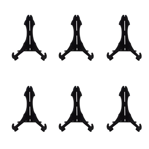 6x Homeleisure Plastic Plate Holder Display Home/Kitchen Stand 197mm Black