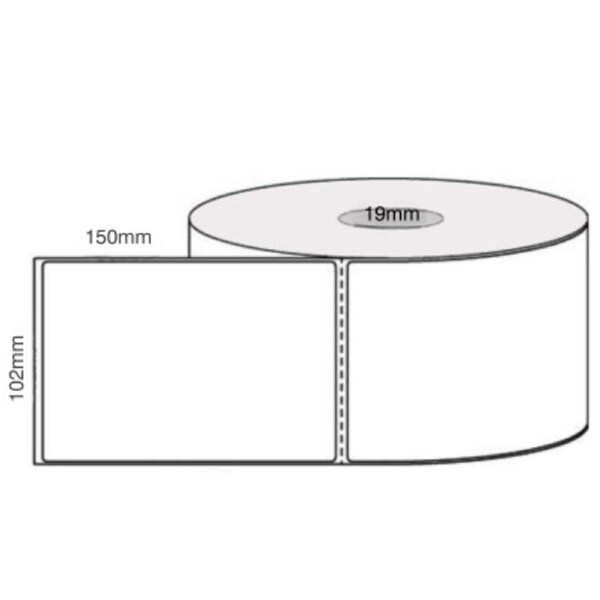 102mm x 150mm Thermal Shipping Labels, Permanent Adhesive, 100 LPR on a 19mm Core