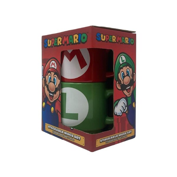 Super Mario Bros Luigi Initial Stackable Mug Set Drinkware Gift