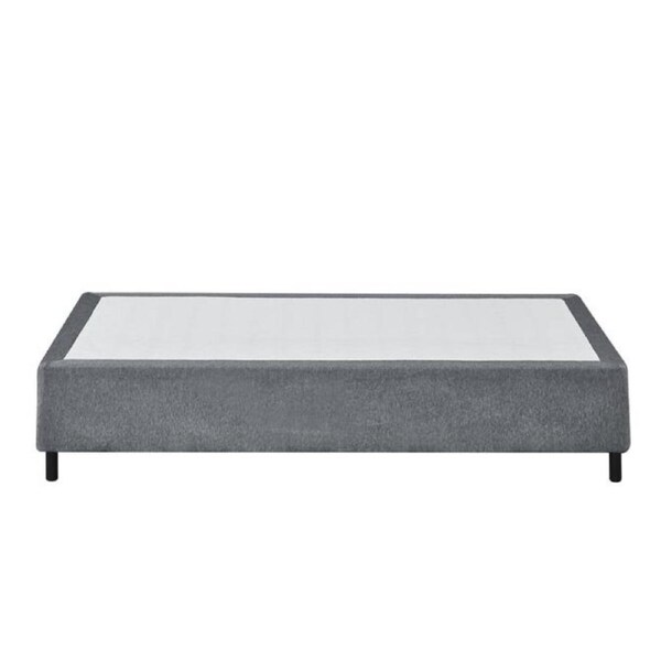 Design Square Knitted Fabric Bed Frame Bed Base Single Size Solid Wood Legs Grey