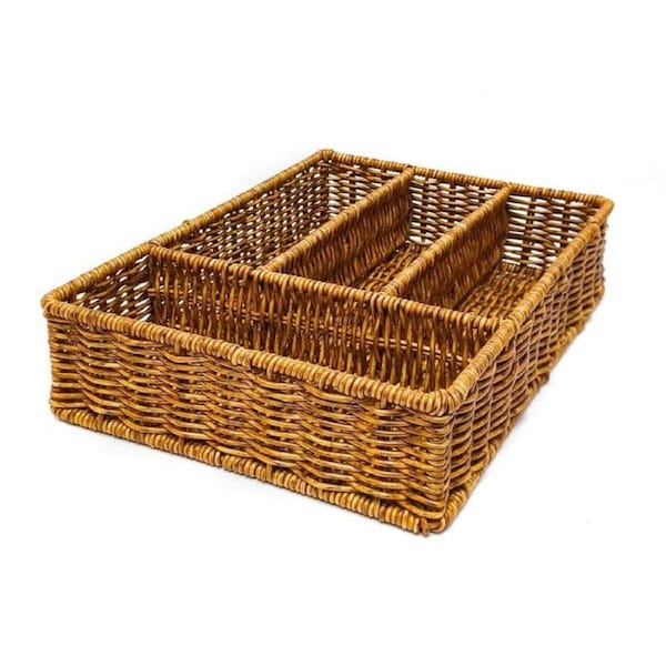 Design Square Woven PP Rattan Metal Frame Storage Basket Organizer