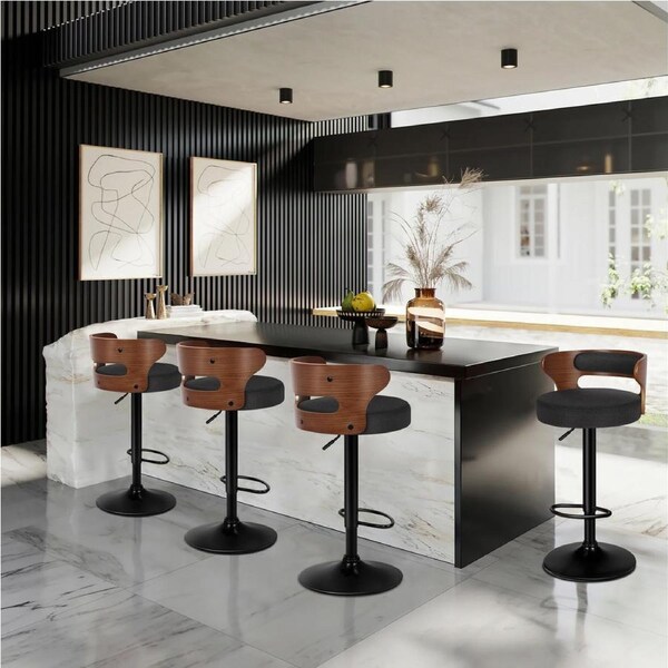 4x ALFORDSON Bar Stools Fabric Black