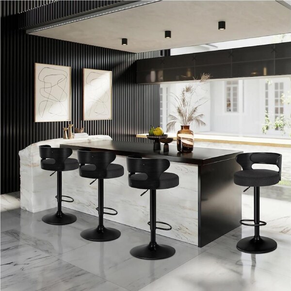 4x ALFORDSON Bar Stools Fabric All Black
