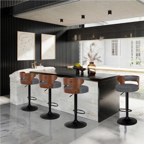 4x ALFORDSON Bar Stools Fabric Grey