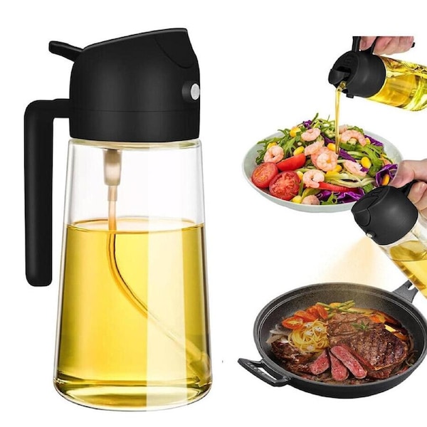 2-in-1 Olive Oil Spray Bottle Refillable Glass BBQ Spray Bottle Kitchen Tool Black