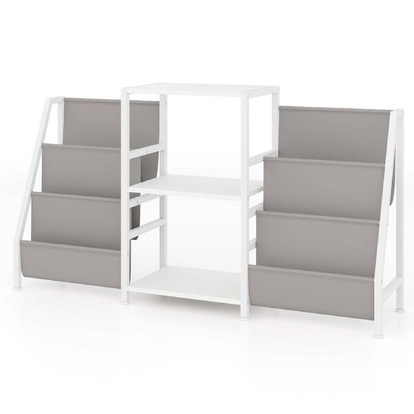 Costway Vinyl Storage Record Player Stand w/6 Storage Pockets & Metal Frame White