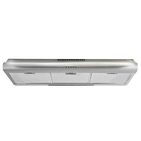 EUROCHEF 90cm Fixed Stainless Steel Rangehood, Quiet 3-Speed, 4-Layer Dishwashable Filters, Halogen Lights EFR90S