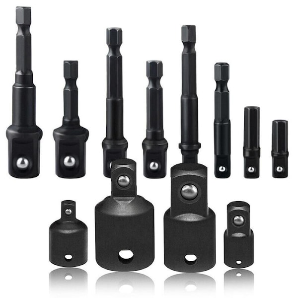 12PCS Drill Socket Adapter Set Impact Nut Driver Hex Extension Bit1/4" 3/8" 1/2"