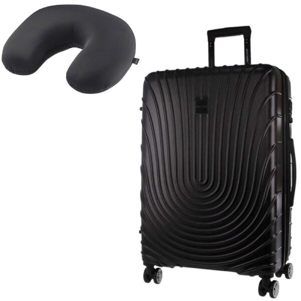 Pierre Cardin 54cm CABIN - Black Hard Shell Case + BONUS Travel Pillow