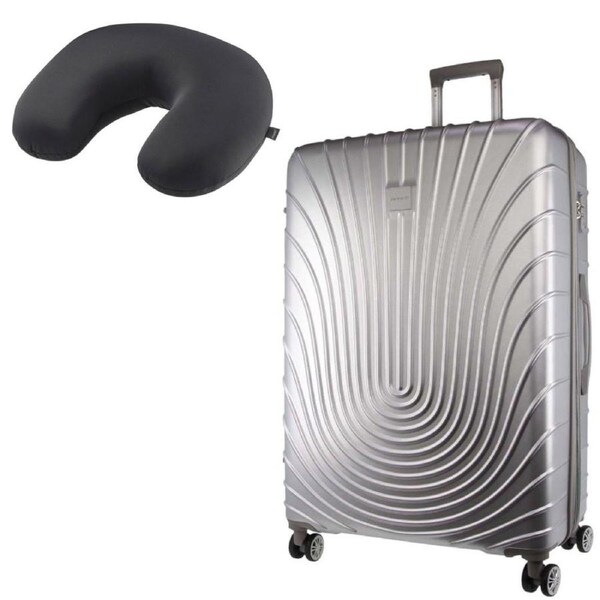 Pierre Cardin 54cm CABIN - Silver Hard Shell Case + BONUS Travel Pillow