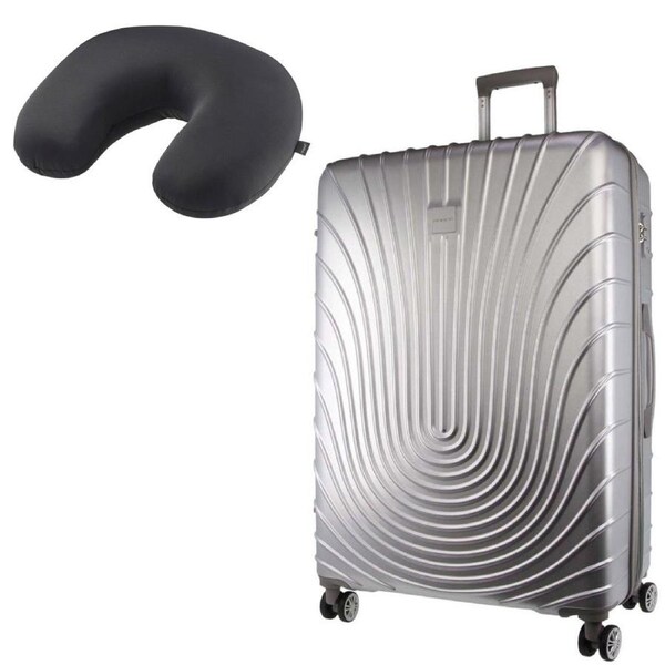 Pierre Cardin PC 3248LV 80cm LARGE Silver Hard Shell Case + BONUS Travel Pillow LC400