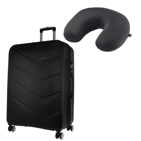 Pierre Cardin PC3249CV 54cm CABIN Black Hard Shell Case + BONUS Travel Pillow