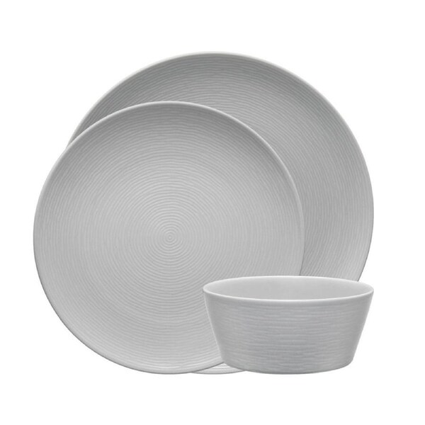 Noritake Grey on Grey 'Swirl' 12pc Dinner Set for 4