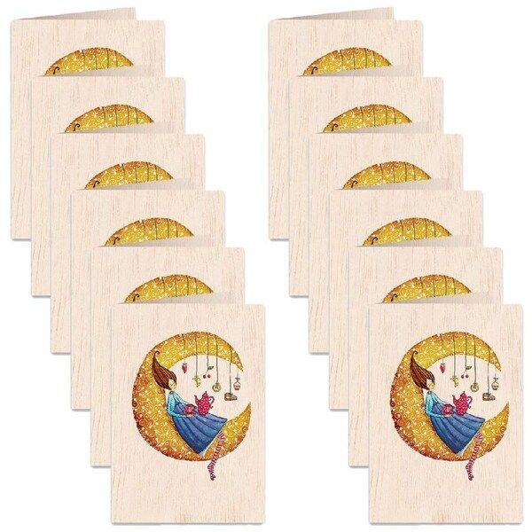 12x Cozywood Wooden Greeting Card 11x16cm stationery Never Stop Dreaming