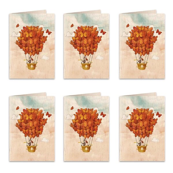 6x Cozywood Wooden Greeting Card 11x16cm stationery Together in the Sky