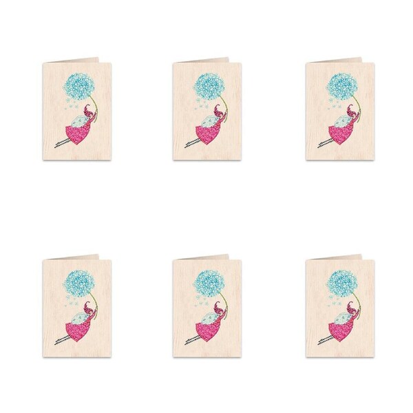 6x Cozywood Wooden Greeting Card 11x16cm stationery Life is Beautiful