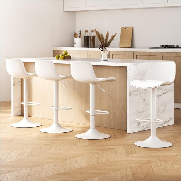Artiss 4x Bar Stools Kitchen Swivel Gas Lift Stool Leather Dining Chairs White
