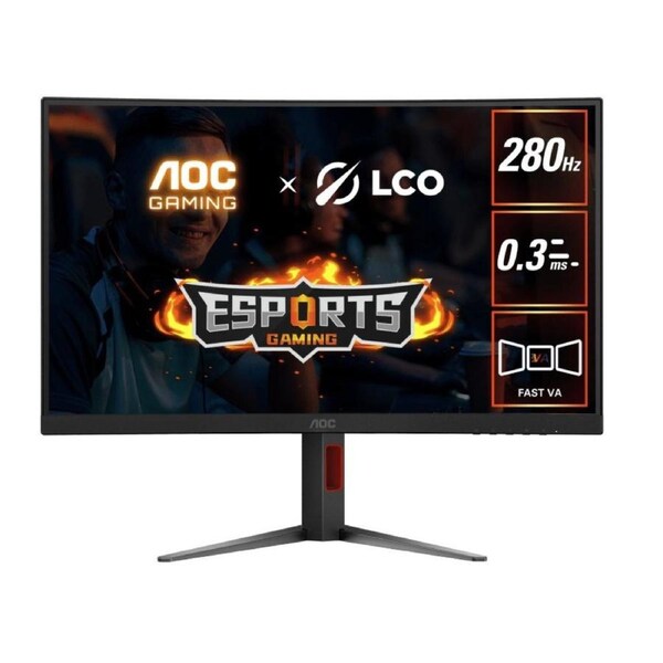 AOC 27' Curved 0.3ms 280Hz,1920 x 1080 (FHD) , Adaptive Sync, HDR10, HDMI 2.0 x 1,DisplayPort 1.4 x 1,Curved Gaming Monitors C27G4Z