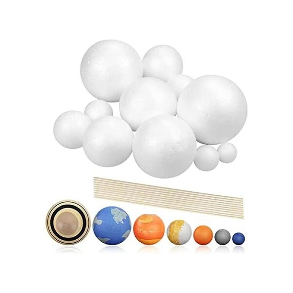 JOYBUY Solar System Project Kit – 14 Mixed Size Polystyrene Planet Model Balls for School Crafts