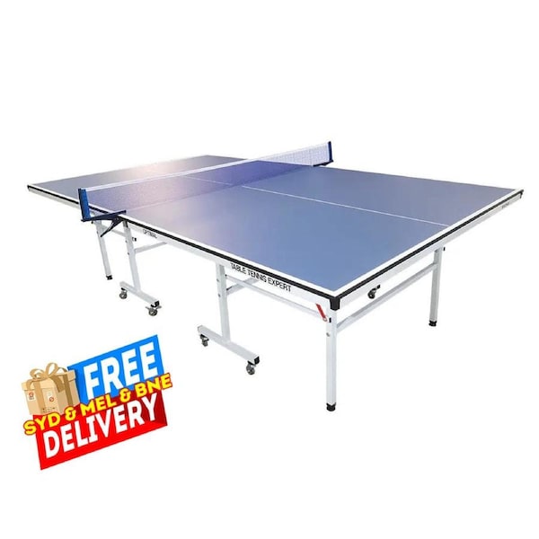 PRIMO Optimal 16mm Indoor Blue Top Foldable Solo Play Table Tennis Pingpong Table-Bats Balls Net