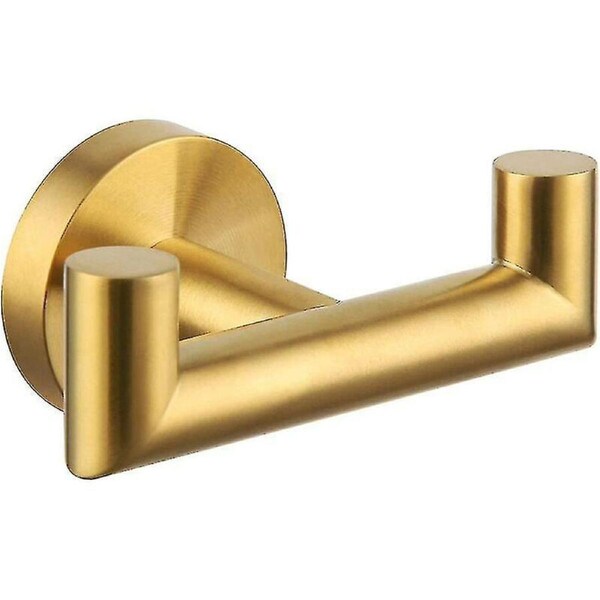 Bathroom Robe Hook Brushed Gold Double Bathroom Hook, Sus304 Stainless Steel Bath Towel Rack, Double Robe Hanger Wall Mount - Brushed Gold