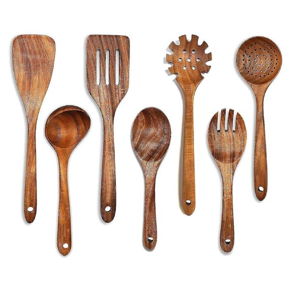 Wooden Spoons For Cooking,wooden Cooking Utensils 7pcs Wooden Kitchen Utensil Set Wooden Utensils F