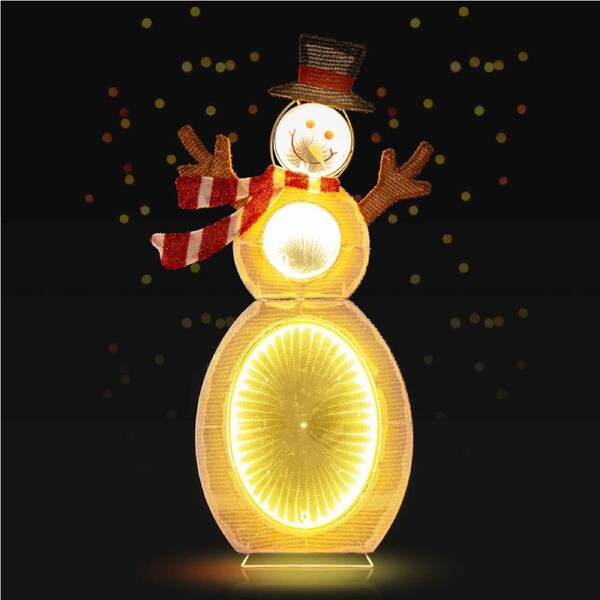 Costway Christmas Snowman Ornament Xmas Pre-Lit Light Decor w/105 Built-in LED Lights Home Garden