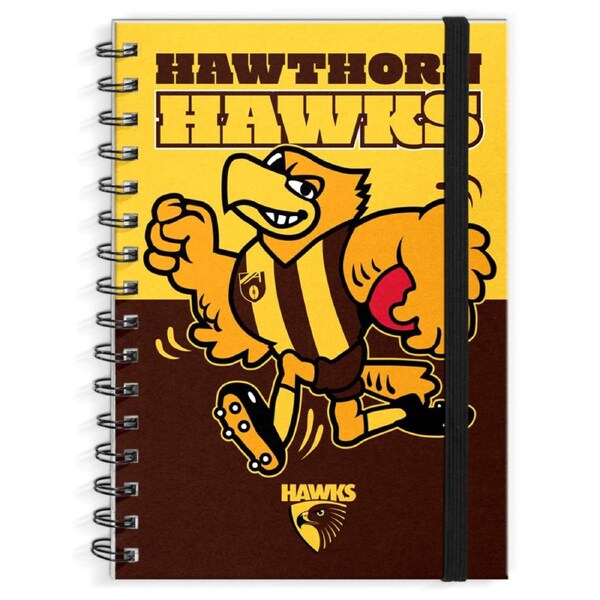 Hawthorn Hawks AFL Mascot Design Hard Cover Spiral Bound A4 Notebook