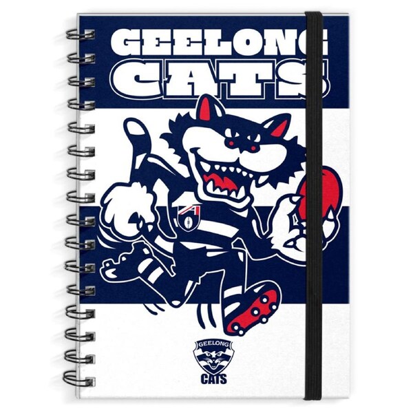 Geelong Cats AFL Mascot Design Hard Cover Spiral Bound A4 Notebook