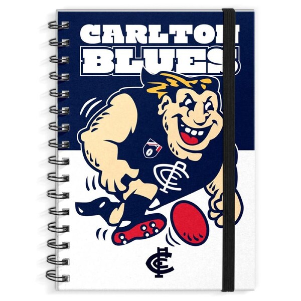 Carlton Blues AFL Mascot Design Hard Cover Spiral Bound A4 Notebook